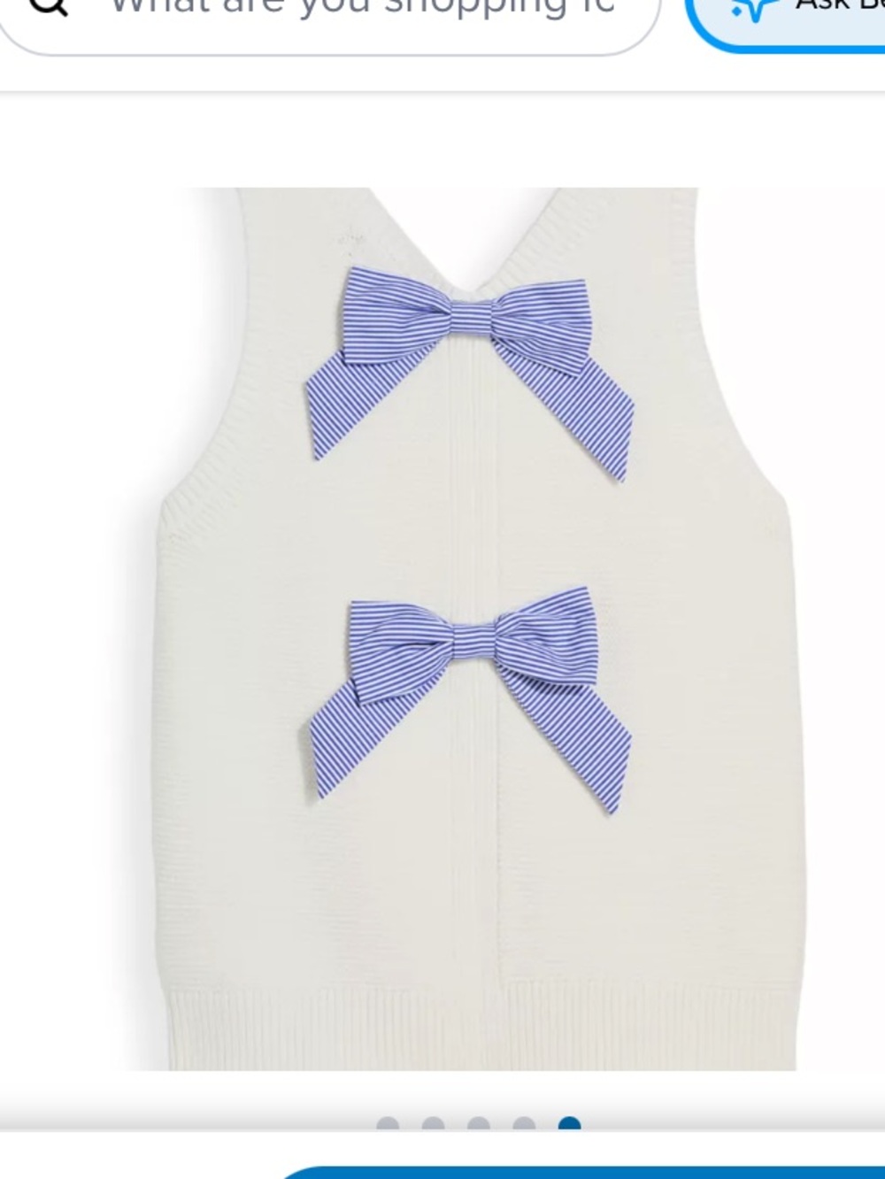 Vineyard Vines Cream Knit Sleeveless Top with Blue Striped Bows
